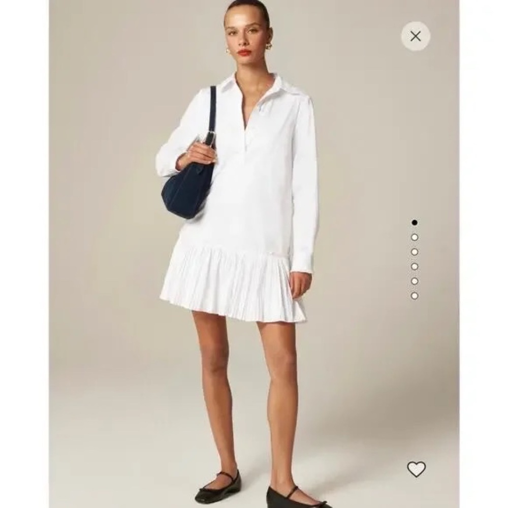 New! J. Crew Amelia Long Sleeve Cotton Poplin Shirt Dress White 25206 - Picture 3 of 16